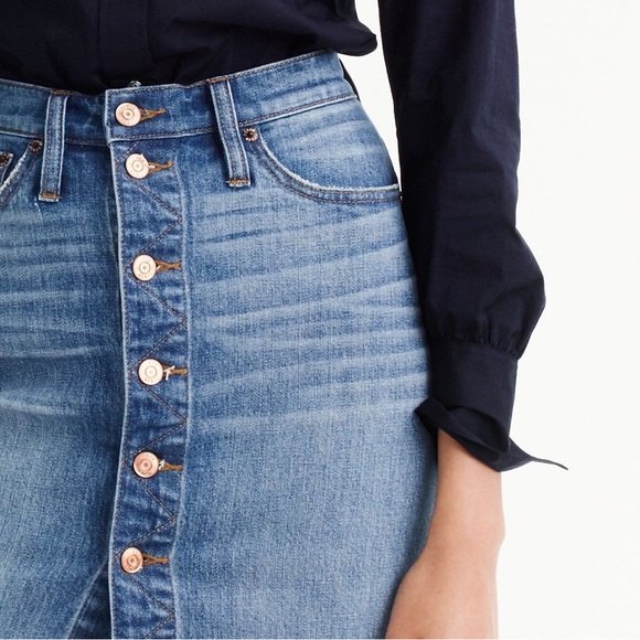J Crew Button-front denim skirt - Picture 4 of 10